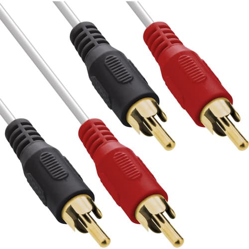 Inline® Cinch Kabel, 2x Cinch, Stecker / Stecker, Weiß / Gold, 3m