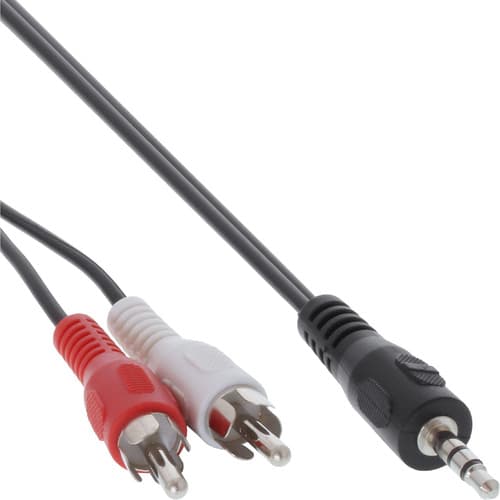 Inline® Cinch/Klinke Kabel, 2x Cinch Stecker An 3,5mm Klinke Stecker, 1m