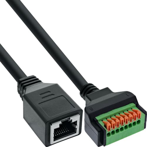 Inline® Rj45 Buchse An Push-In-Klemme, 8pol, Cat.5e, 15cm Kabel
