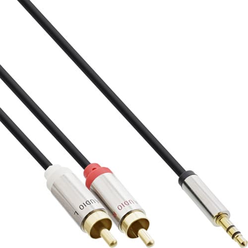 Inline® Slim Audio Kabel 3,5mm Klinke Auf 2x Cinch, 1m