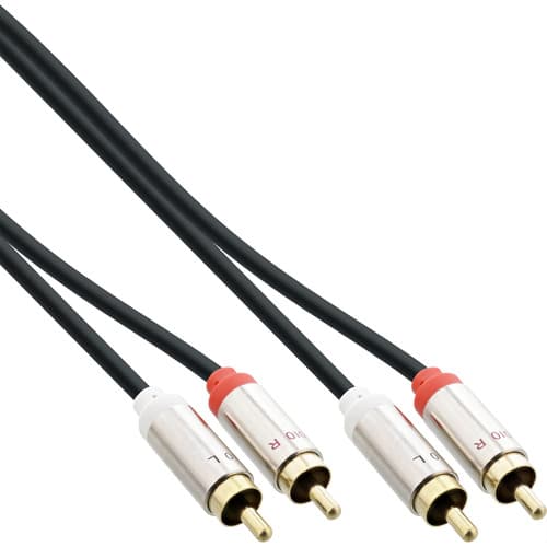Inline® Slim Audio Kabel 2x Cinch St/St, Stereo, 3m