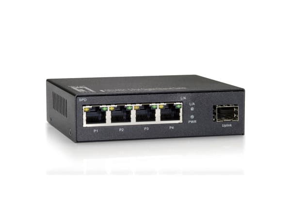 5-Port Gigabit Ethernet Switch, 4x Rj45, 1x Ge Sfp, Metallgehäuse