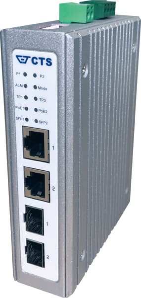 Hutschienen Media Konverter, 2x 100/1000 Sfp, 2x 100/1000t Rj45