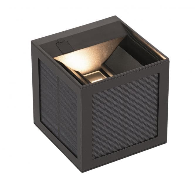 Ltek Solarwandleuchte Sophie Schwarz Ip65 9w 300lm Dimm. 3/4/5k Sensor 3 Modi